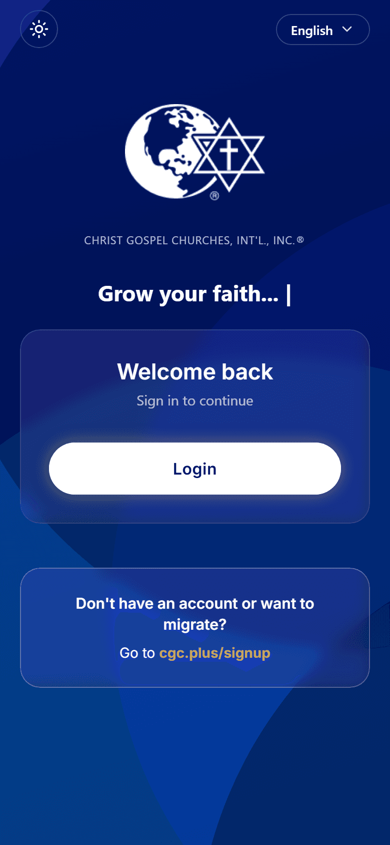 The CGC+ app welcome screen on a phone