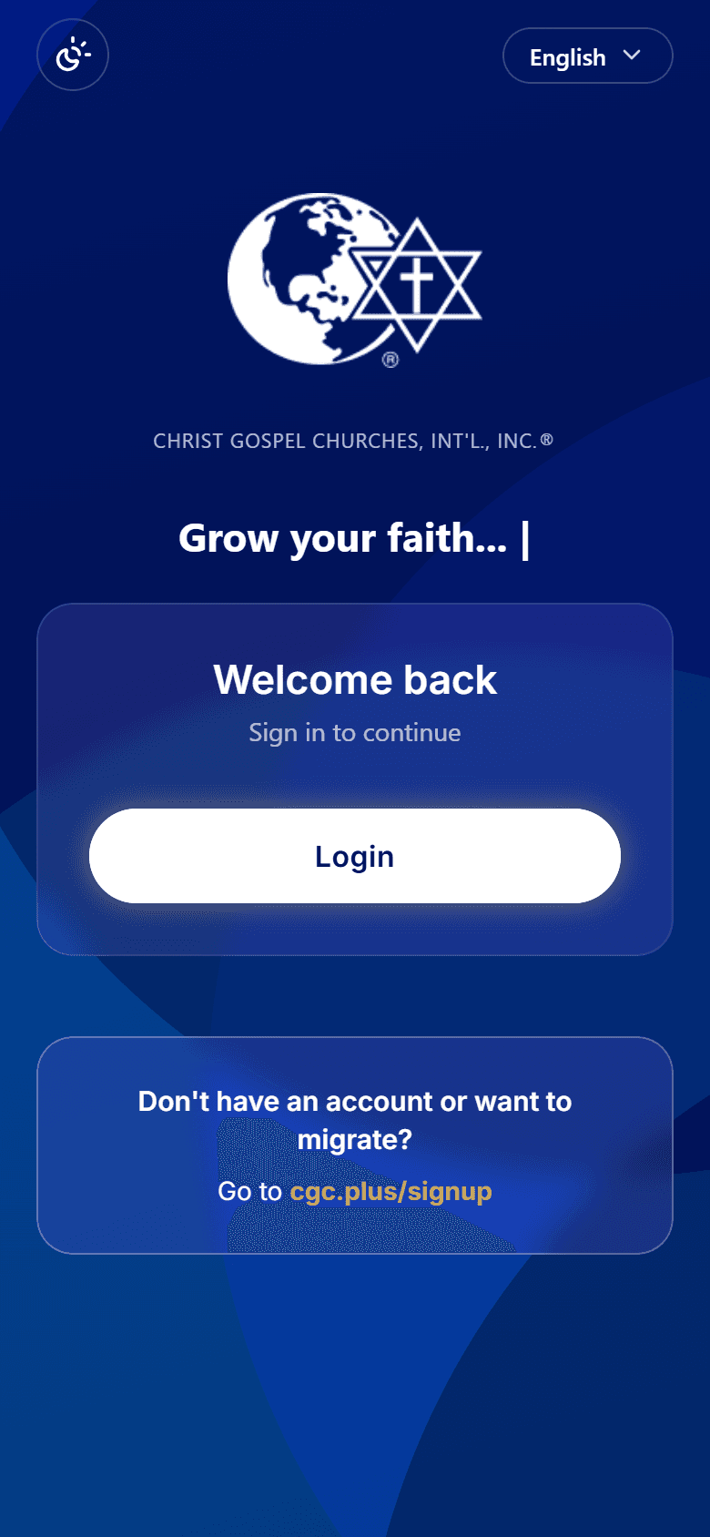 The CGC+ app welcome screen on a phone
